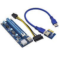 Дополнительный модуль питания для видеокарты Riser PCI-Ex x1 to x16, 6-pin, Version 006, USB 0,6 м