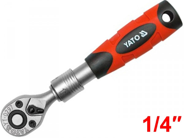 Вороток - тріскачка 1/4" YATO з телескопічною ручкою 150-200 мм