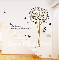 Наклейка на стіну, прикраси стіни наклейки "дерево з птахами, Love Story Номе" 1м60*1м65см (лист60*90см), фото 2
