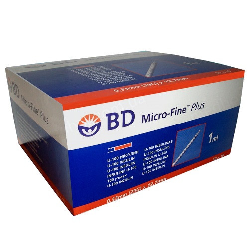 Інсуліновий Шприц BD Micro-Fine Plus 1,0 мл 30G 0,30 x 8 мм U-100 (100 шт.) REF 320929