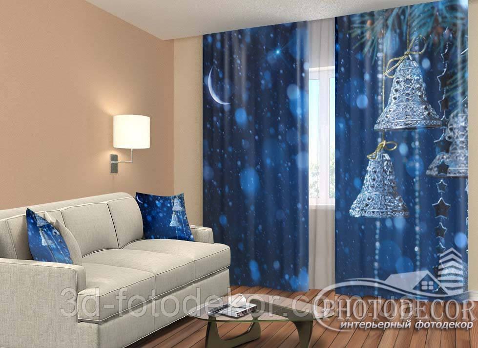 Новорічні Фото Штори "Новорічна" 2,5м*2,6м (2 полотна по 1,30м), тасьма, фото 1