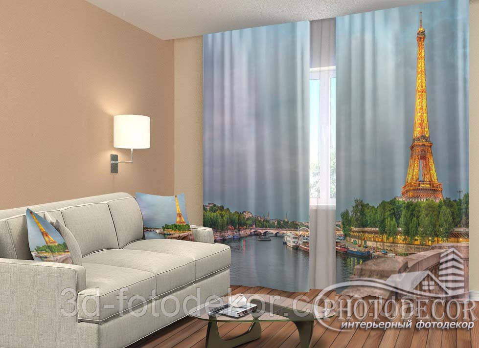 Фото Штори "Вогні Ейфелевої вежі" 2,5м*2,9м (2 полотна по 1,45м), тасьма