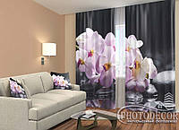 Фото Шторы "Ветка орхидеи на камнях" 2,5м*2,6м (2 полотна по 1,30м), тесьма