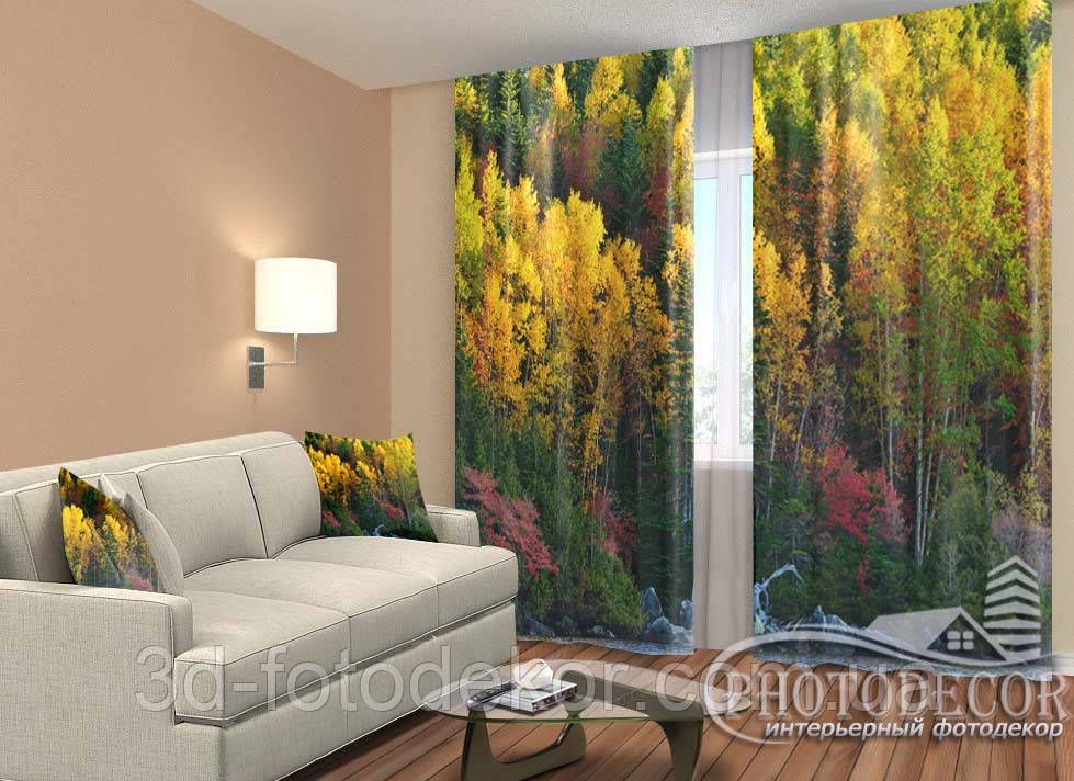 Фото Штори "Осінь 2" 2,5 м*2,9 м (2 полотна по 1,45 м), тасьма