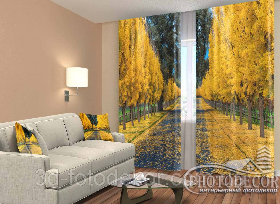 Фото Штори "Осінь 3" 2,5 м*2,9 м (2 полотна по 1,45 м), тасьма