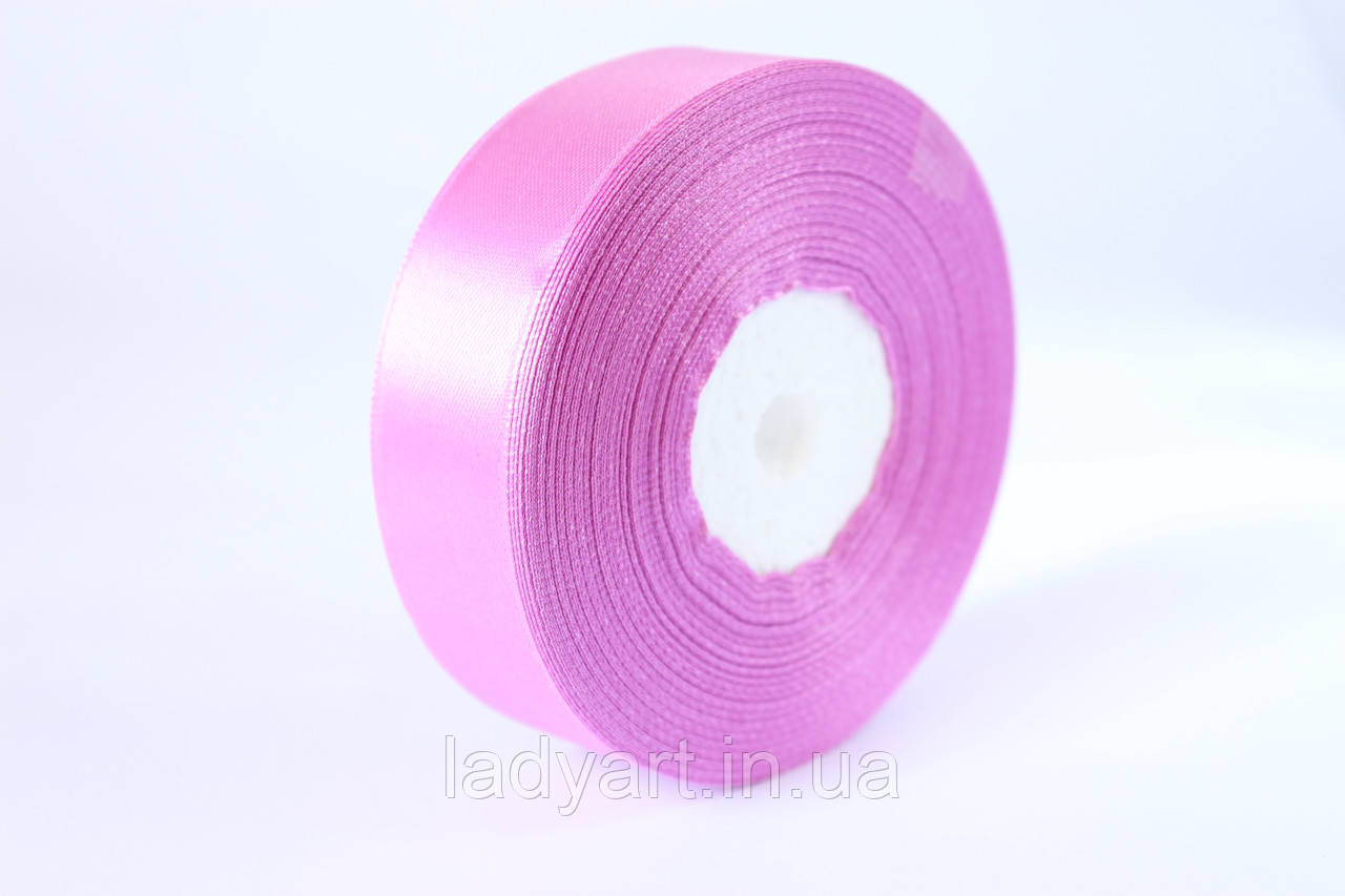 Атласна стрічка 2,5 см, 36 ярд (близько 33 м), кольору бузок з рожевим відтінком оптом