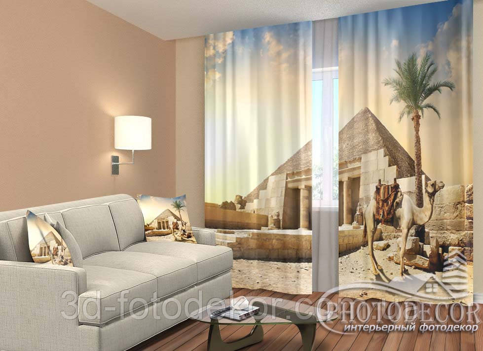 Фото Штори "Піраміда і верблюд" 2,5 м*2,6 м (2 полотна по 1,30 м), тасьма