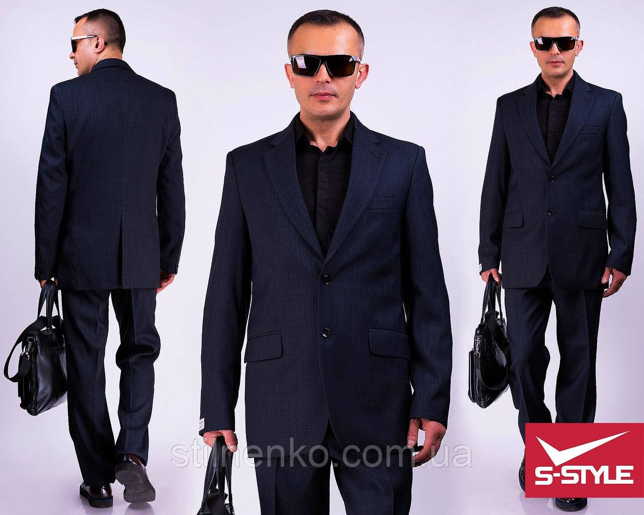 Деловой мужской костюм,черный, размеры 44-64 - фото 1 - id-p563640025
