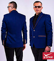 Стильный мужской пиджак, цвет синий