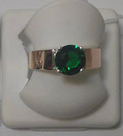 Кольцо из серебра и золота c зеленым камнем Орион
