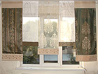 Комплект панельных шторок короны зеленые, 2м