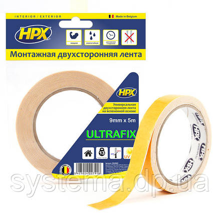 HPX Універсальна двостороння стрічка ULTRAFIX 6 мм х 5 м, фото 1