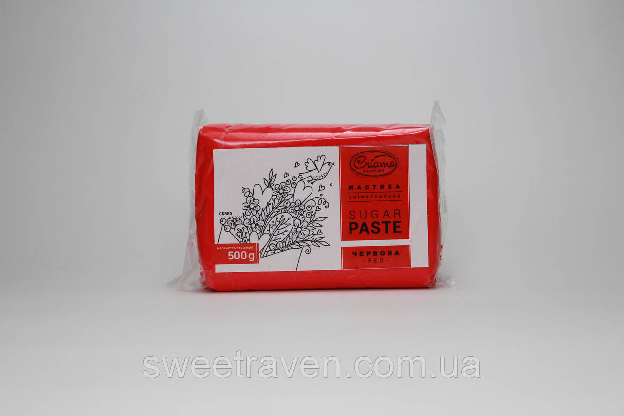 Мастика для обтяжки Criamo Червона SugarPaste Red 0,5 кг, фото 1