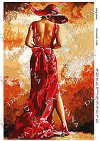 Схема на тканині для вишивання бісером DANA "Леді в червоному" 3346