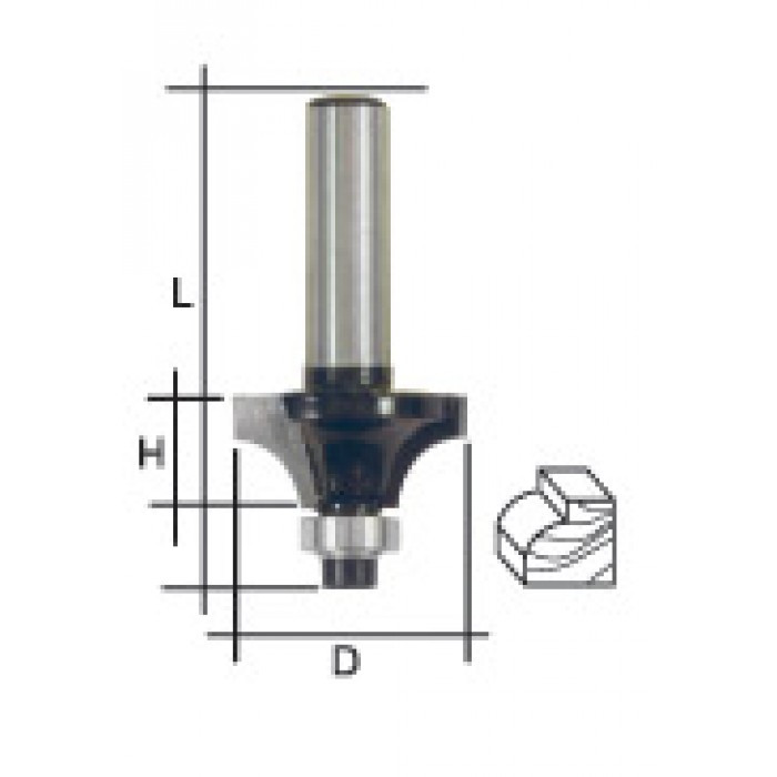 Кромочная Фреза профільна c нижнім підшипником, DxHxL = 28х12,7х53 мм