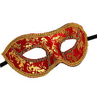Красная маска карнавальная с золотой росписью