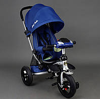 Трехколёсный детский велосипед колясочного типа Best Trike 698 синий, надувное колесо