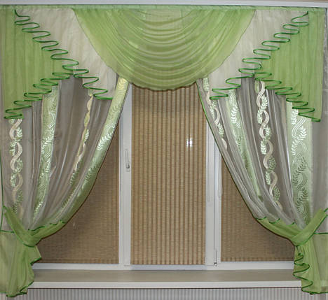 Кухонна занавіска No301 з тюлю 2м салатовий, фото 1