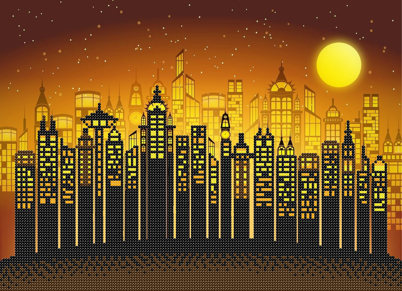 Схема вишивки бісером Вогні нічного міста, фото 1
