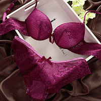 Комплект нижнего белья 75B (34B) red-violet, push up, набор женского белья с пуш ап