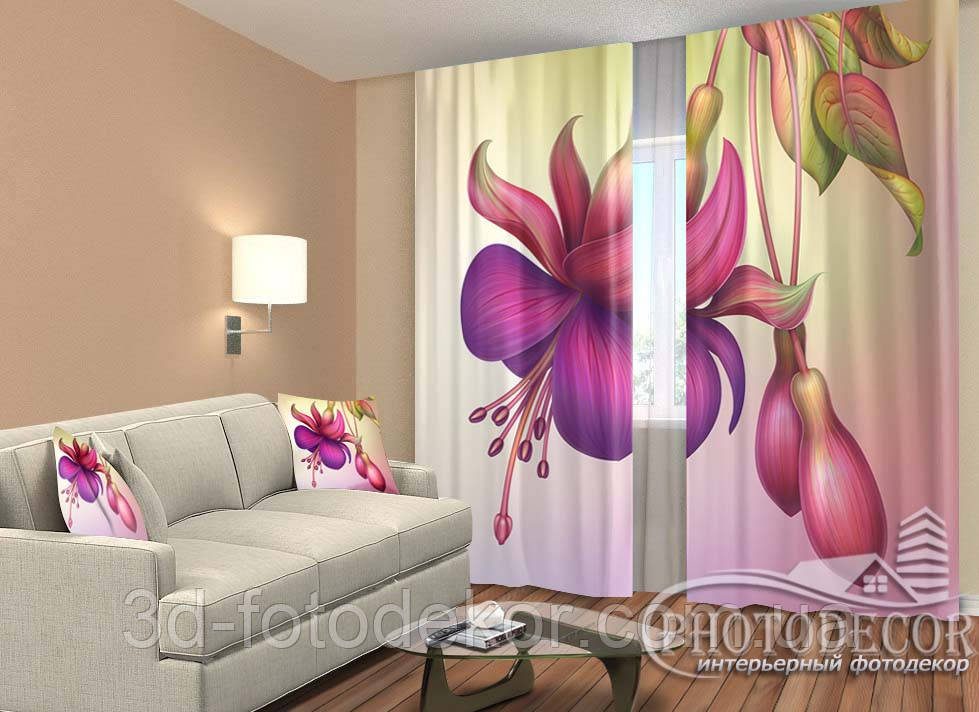 ФотоШторы "Квітка" 2,5 м*2,6 м (2 полотна по 1,30 м), тасьма