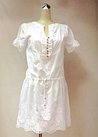 Плаття літнє жіноче пляжне легке з вишивкою біле котон