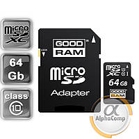 Картка пам'яті microSD 64 GB GOODRAM Class10 UHS-I (M1AA-0640R11) + SD-адаптер