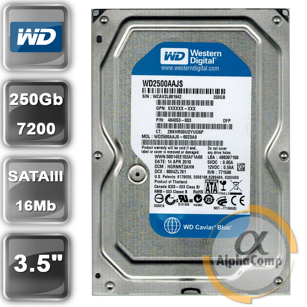 Жорсткий диск 3.5" 250 Gb WD WD2500AAJS (16Mb/7200/SATAIII) Ref