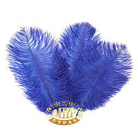 Перо страуса, колір синій, розмір 15-20 см*1 шт.