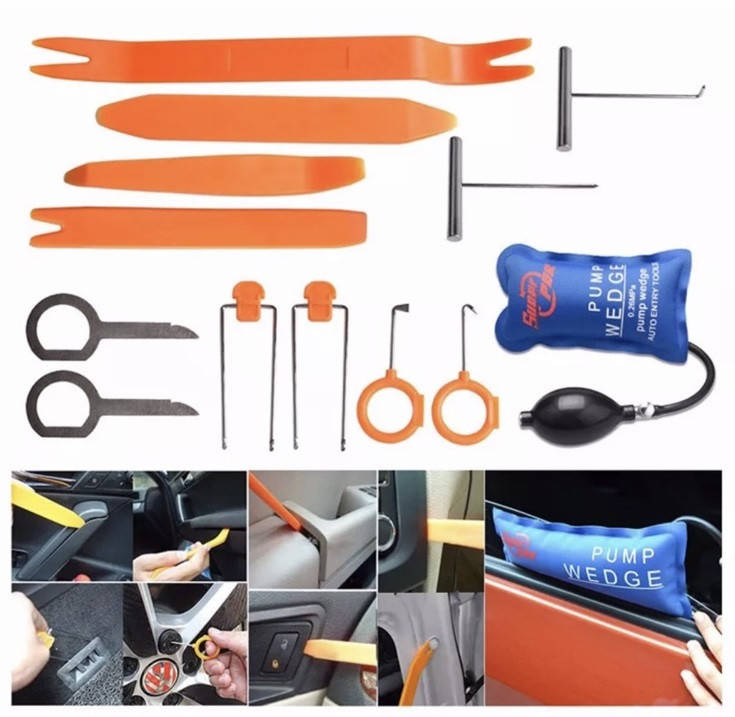 

Набор съемников пистонов Super PDR , обшивки салона, панелей, магнитол и домкрат надувной подушка (13 единиц)