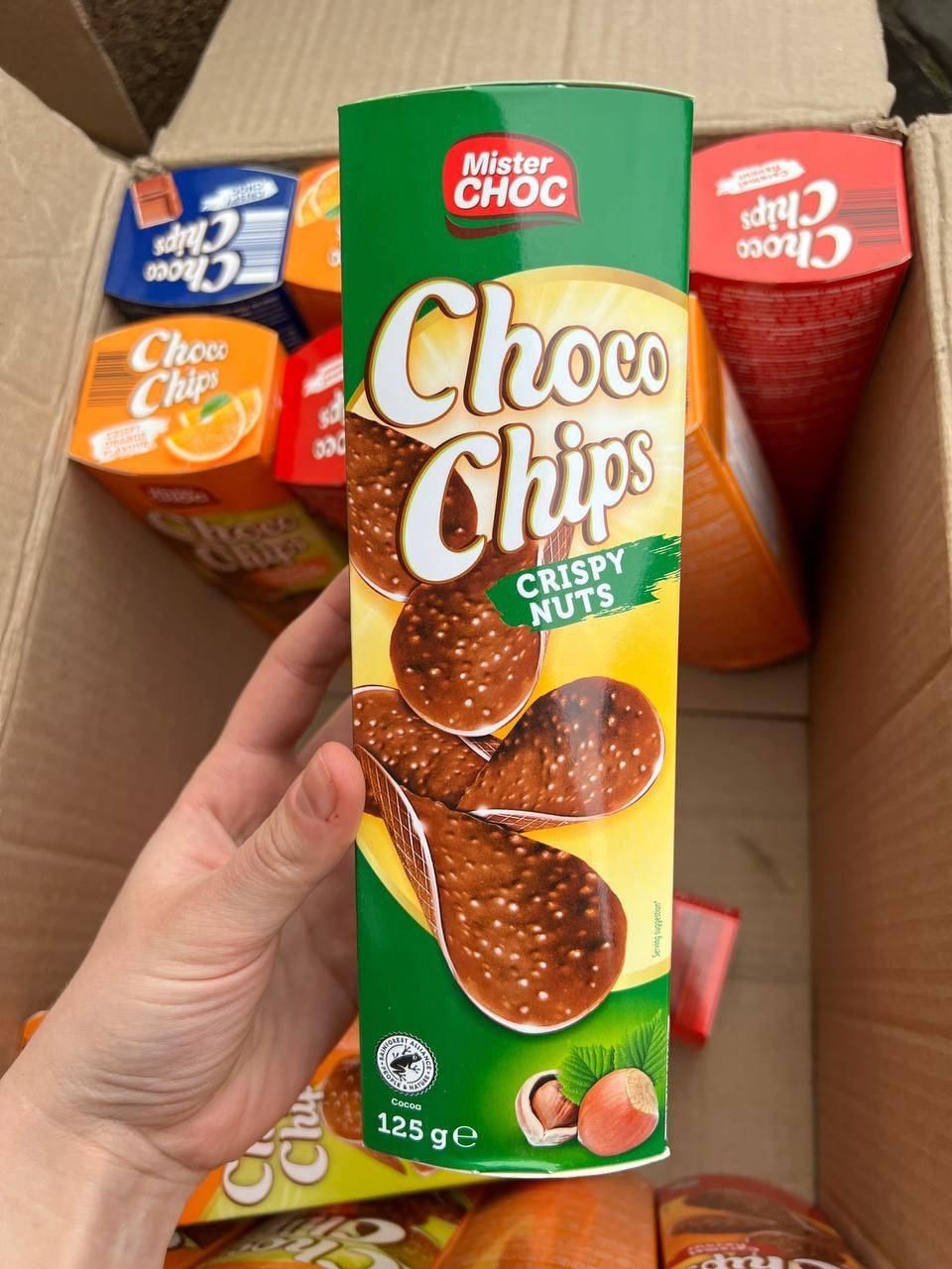 

Шоколадные Чипсы с орехом Mister Choc Choco Crisp Nuts 125g
