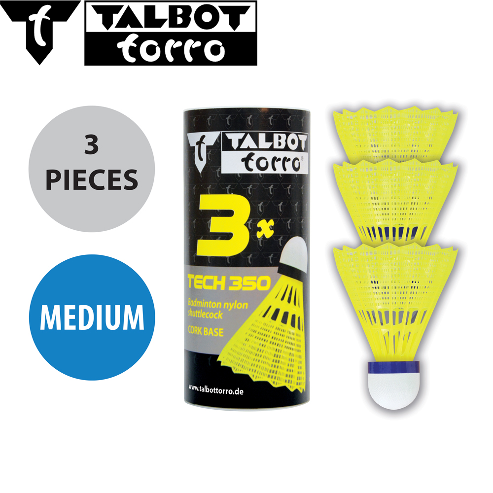 

Воланы для бадминтона нейлоновые Talbot Torro Tech 350 Shuttle yellow Medium (3шт.)