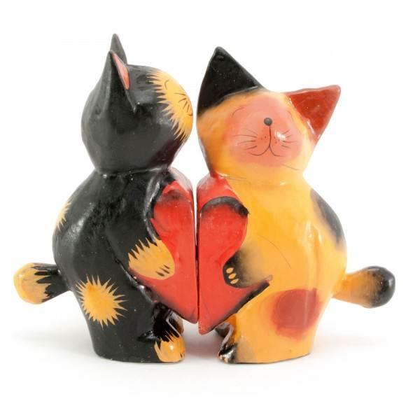 Дерев'яна пара Кішки з сердечком, фото 1
