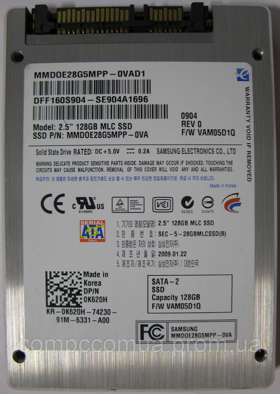 SSD Samsung 128GB 2.5" SATAII MMDOE28G5MPP-0VAD1 - фото 1 - id-p564477668