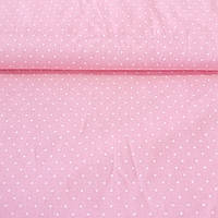 Тканина з дрібним білим горошком 1,5 мм на персиковому тлі, ширина 150 см