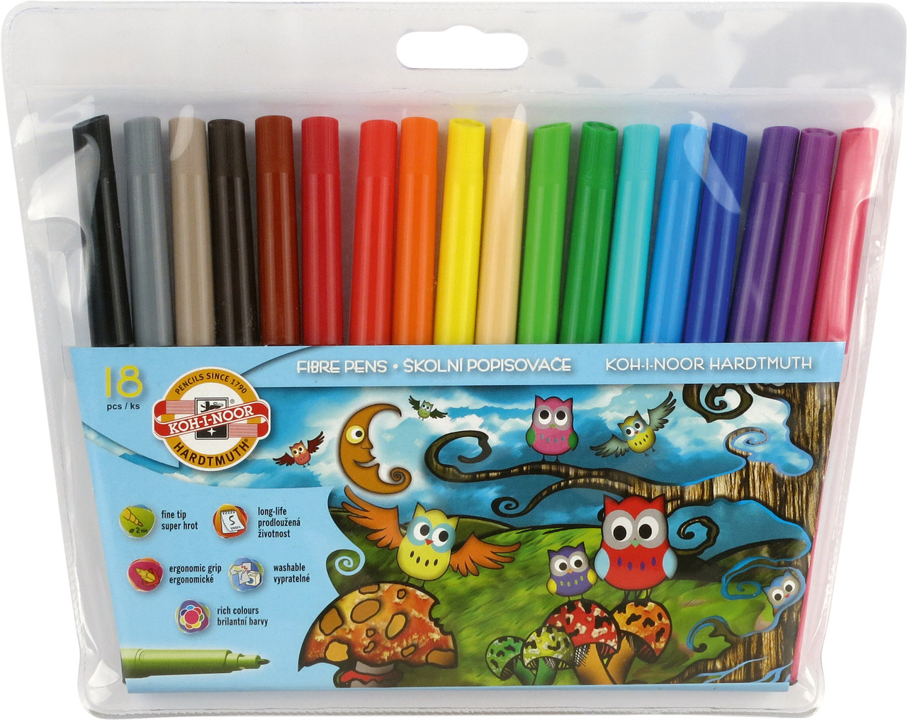 Фломастери KOH-I-NOOR "Сов'ята", набір 18 кв.1012et/18, фото 1
