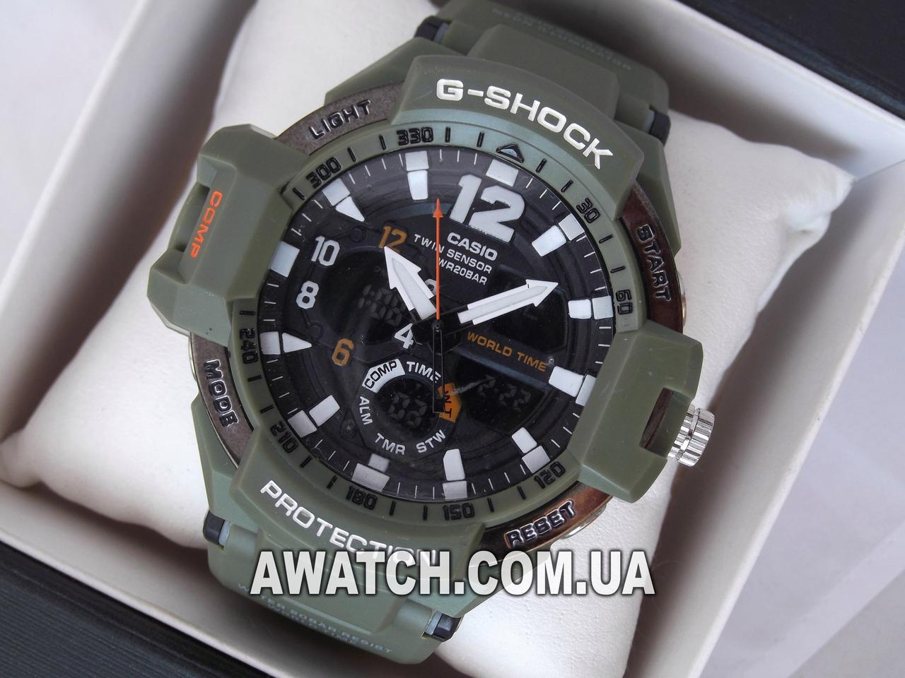 Унисекс кварцевые наручные часы G-Shock GA-1100 5441 / Касио на каучуковом ремешке зеленого цвета - фото 2 - id-p564531527