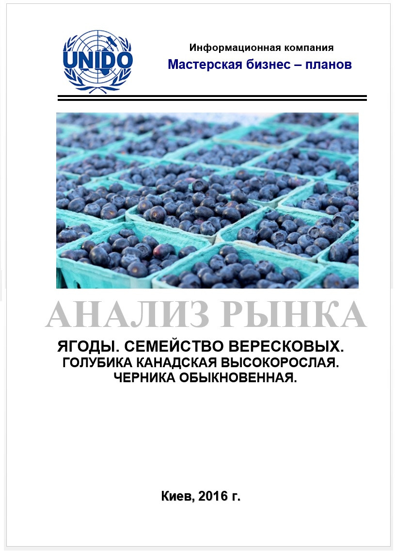 Дослідження ринку. Сімейство чорничних. Лохина канадська високоросла, чорниця. 2016