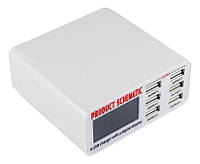 Зарядное устройство на 6 USB портов, 5A, 30W, индикатор тока заряда, защита от КЗ, SS-304D, WLX-899