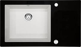 Кухонна мийка Deante CAPELLA скло (чорне)/граніт (алебастр) край гранований