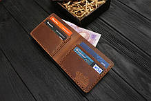 Мужской кожаный бумажник ручной работы VOILE vl-mw1-lbrn-brn, фото 3