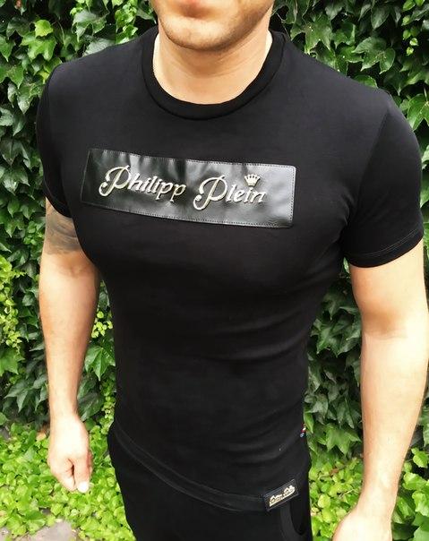 Чоловіча футболка Philipp Plein D1896 чорна L, XL