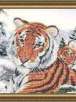 Схема на ткани под вышивку бисером Art Solo VKA3087. Тигрица с тигренком