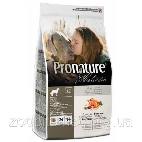 Pronature Holistic з індичкою і журавлиною сухий холистик корм для собак всіх порід 13,6 кг, фото 1