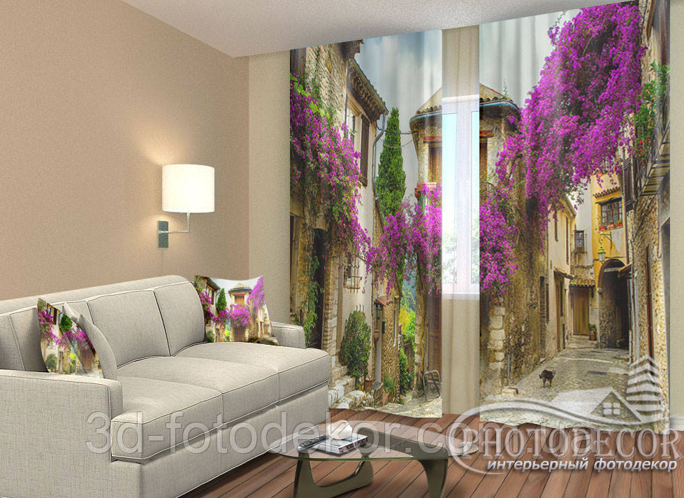 Фото Штори "Старе місто" 2,5м*2,6м (2 полотна по 1,30м), тасьма, фото 1