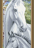 Схема на ткани под вышивку бисером Art Solo VKA3097. Лошадь с жеребенком