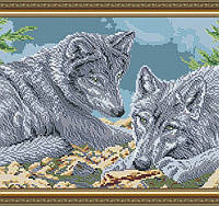 Схема на ткани под вышивку бисером Art Solo VKA3102. Волки (полная зашивка)