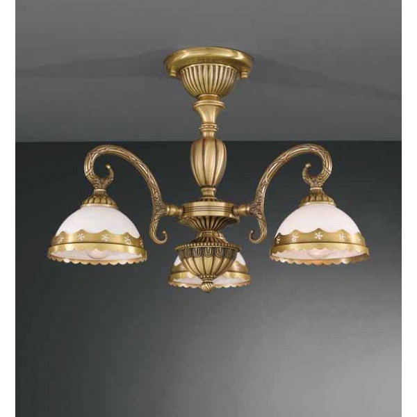 Стельовий світильник RECCAGNI ANGELO PL 7970/3 bronzo/ vetro bianco