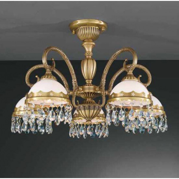 Стельовий світильник RECCAGNI ANGELO PL 7971/5 bronzo/ vetro bianco/transp