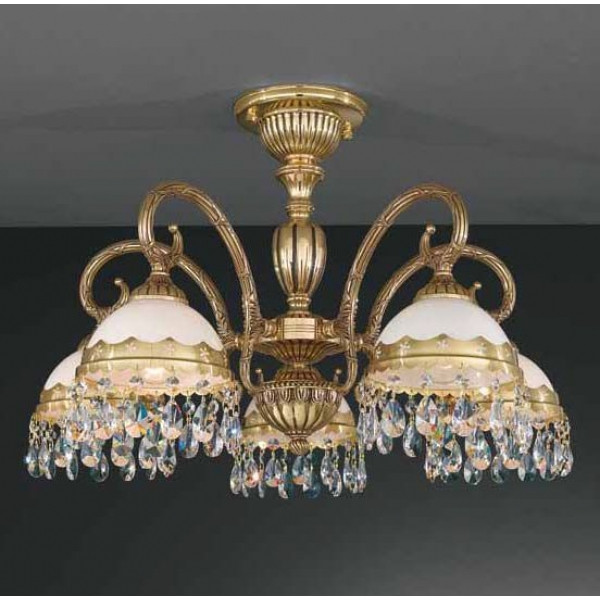 Стельовий світильник RECCAGNI ANGELO PL 7981/5 oro fr./ vetro bianco/transp